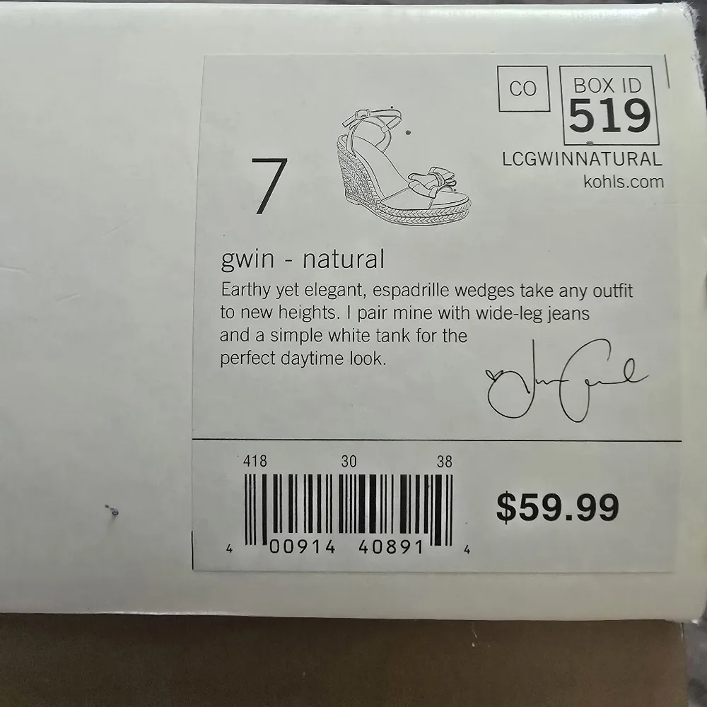 Lauren Conrad LC Women's Gwin Espadrille Wedge Sandals 7 Beige Bow NIB NWT
